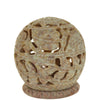 Burner for Cones and Candle Holder - Soapstone Carved Tea-Light Ball - Large leaves 3 inches