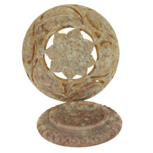 Burner for Cones and Candle Holder - Soapstone Carved T-Lite Ball - Large leaves 3 inches - Wholesale and Retail Prabhuji's Gifts 