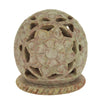Burner for Cones and Candle Holder - Soapstone Carved Tea-Light Ball - Flowers 3 inches