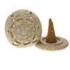 Burner for Cones and Candle Holder - Soapstone Carved Tea-Light Ball - Flowers 3 inches