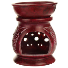 Oil Diffuser - Red Soapstone Oil Burner Carved 4" - Wholesale and Retail Prabhuji's Gifts 