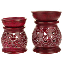 Oil Diffuser - Red Soapstone Oil Burner Carved 4" - Wholesale and Retail Prabhuji's Gifts 