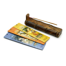 Set de regalo de incienso - Quemador de bambú + Paquetes de 3 varillas de meditación y felicitación navideña - Amor