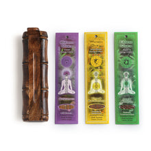 Set de Regalo de Incienso - Quemador de Bambú + Paquetes de 3 Varillas de Incienso de Chakras y Saludo - Siempre