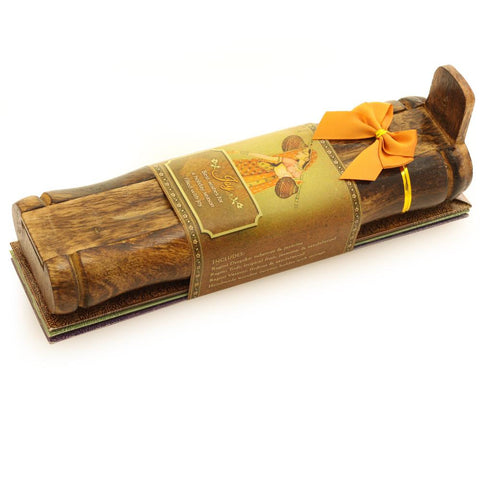 Incense Gift Set - Bamboo Burner + 3 Harmony Incense Sticks Packs & Holiday Greeting - Joy