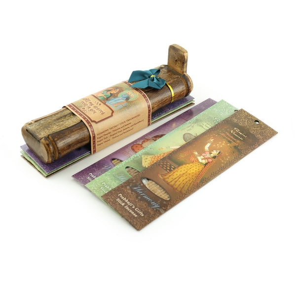 Incense Gift Set - Bamboo Burner + 3 Harmony Incense Sticks Packs & Love Greeting - Rest in you