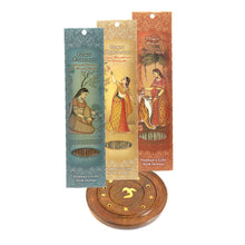 Incense Gift Set - Wood Round Burner + 3 Harmony Incense Sticks & Holiday Greeting (Madhumadhavi, Sehuti, Padmanjari) - Wholesale and Retail Prabhuji's Gifts 